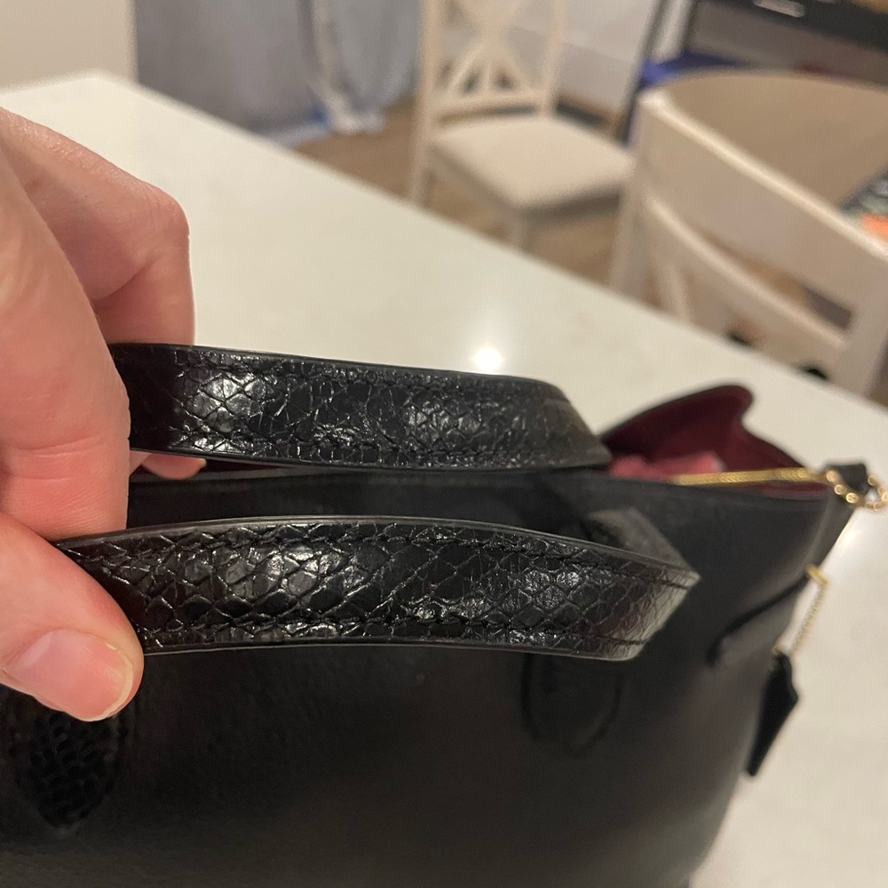 Coach Hanna Carryall Satchel Crossbody Snake-embossed with black pebbled leather - Picture 3 of 14